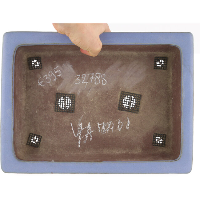 Maceta rectangular para bonsái azul de Yamaaki - 318 x 235 x 74 mm
