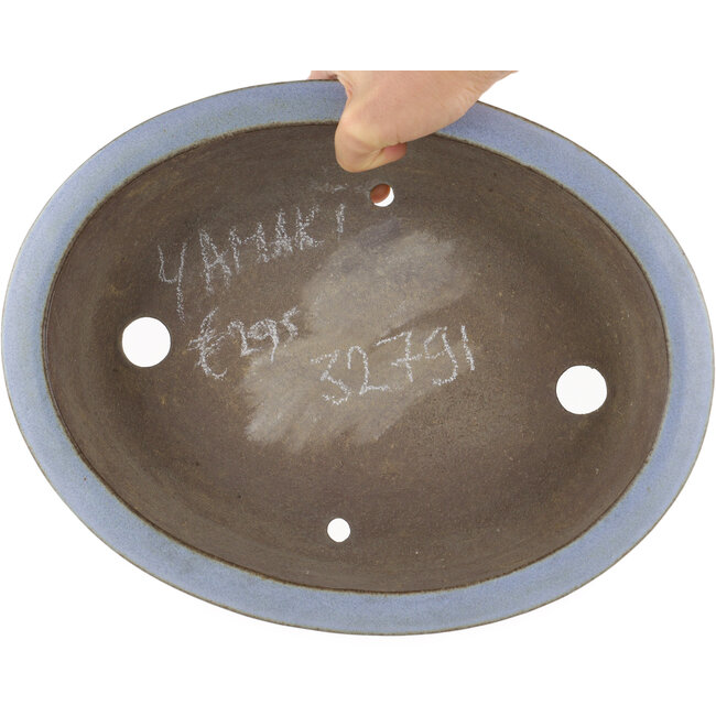 Ovale blauwe bonsaipot van Yamaaki - 313 x 243 x 88 mm