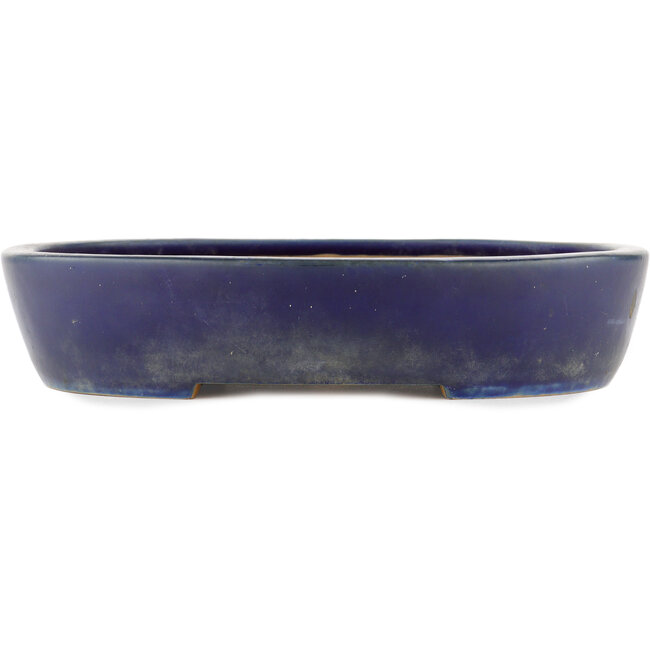 Oval blue bonsai pot - 317 x 264 x 67 mm