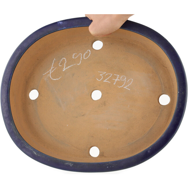 Oval blue bonsai pot - 317 x 264 x 67 mm