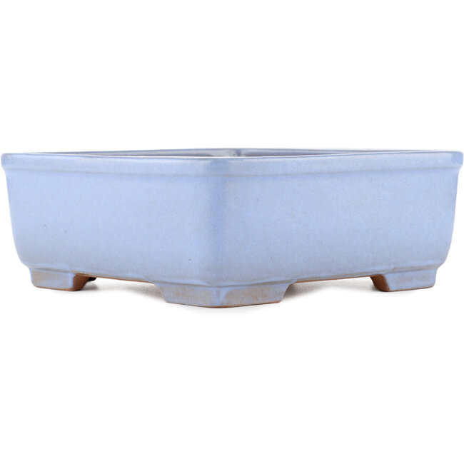 Square blue bonsai pot by Yamafusa - 238 x 237 x 90 mm