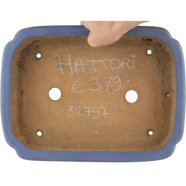 Rechthoekige blauwe bonsaipot van Hattori - 320 x 235 x 72 mm