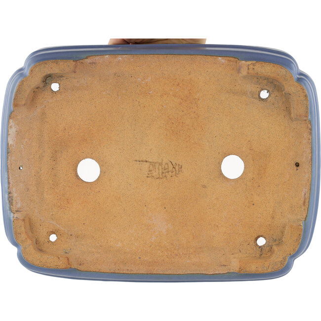 Rectangular blue bonsai pot by Hattori - 320 x 235 x 72 mm