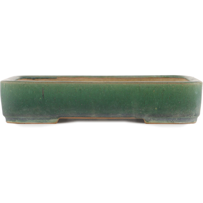 Rectangular ocean green bonsai pot by Ikkou - 308 x 230 x 61 mm