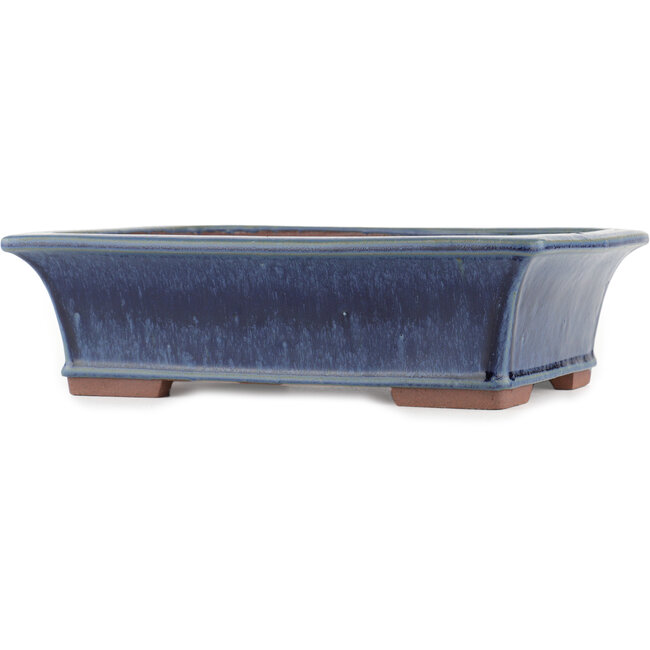 Vaso bonsai rettangolare blu di Eime Yozan - 315 x 242 x 88 mm