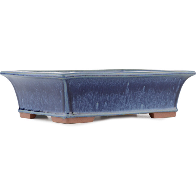 Pot à bonsaï rectangulaire bleu par Eime Yozan - 315 x 242 x 88 mm