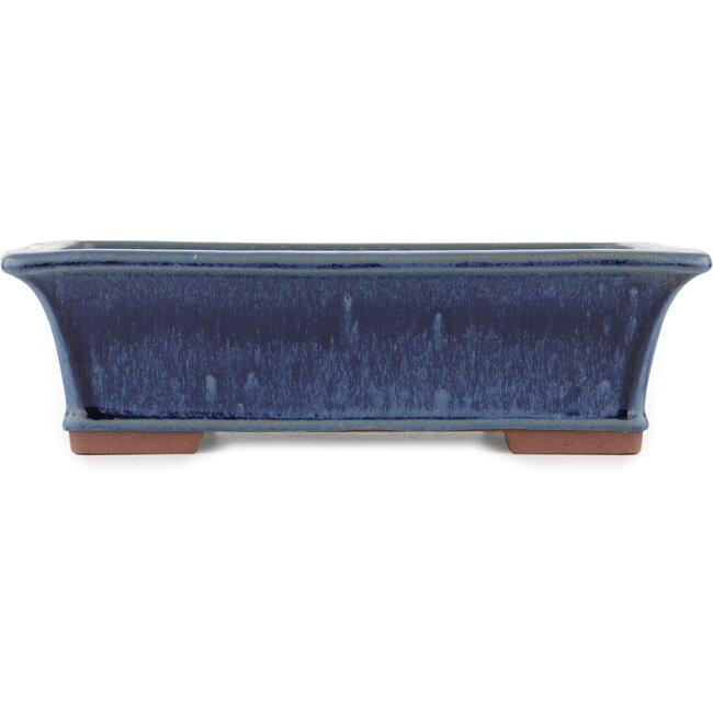 Pot à bonsaï rectangulaire bleu par Eime Yozan - 315 x 242 x 88 mm