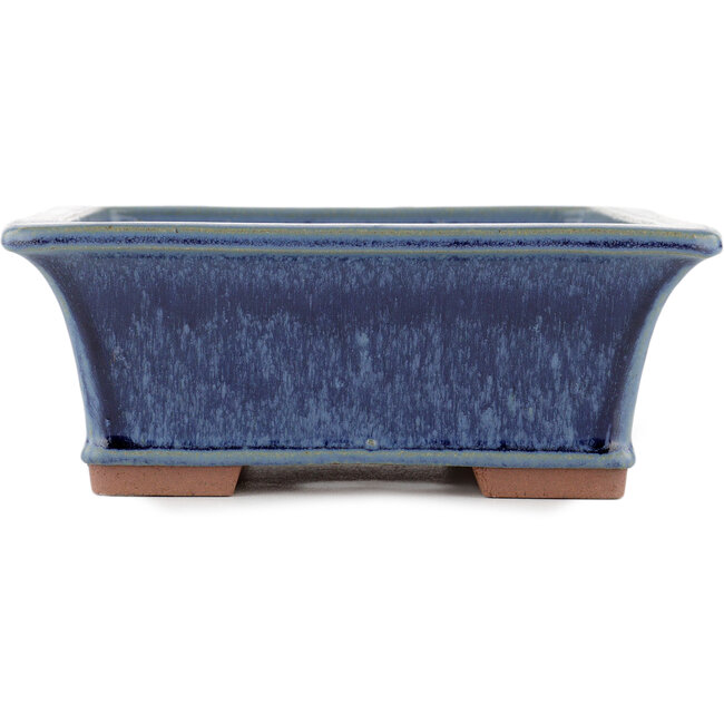 Rechthoekige blauwe bonsaipot van Eime Yozan - 315 x 242 x 88 mm