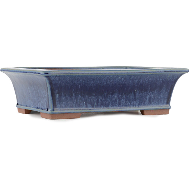 Rectangular blue bonsai pot by Eime Yozan - 315 x 242 x 88 mm