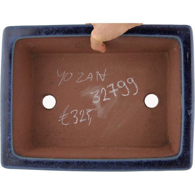 Rectangular blue bonsai pot by Eime Yozan - 315 x 242 x 88 mm