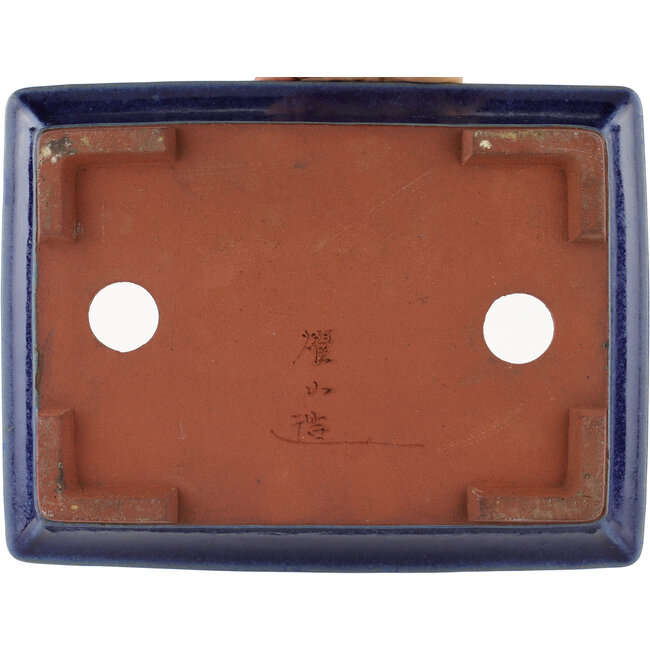 Rectangular blue bonsai pot by Eime Yozan - 315 x 242 x 90 mm