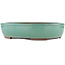 Oval turquoise bonsai pot by Yamaaki - 340 x 280 x 78 mm