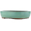 Pot à bonsaï ovale turquoise par Yamaaki - 340 x 280 x 78 mm