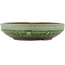 Round green bonsai pot by Eime Yozan - 188 x 188 x 47 mm