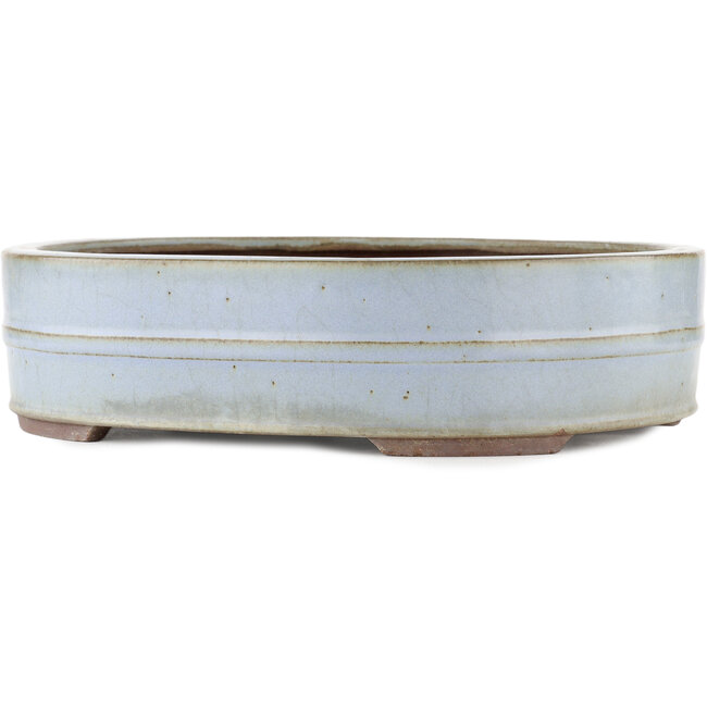 Oval blue bonsai pot by Yamaaki - 341 x 281 x 86 mm