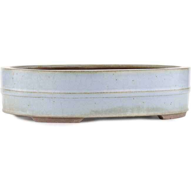 Pot à bonsaï ovale bleu par Yamaaki - 341 x 281 x 86 mm