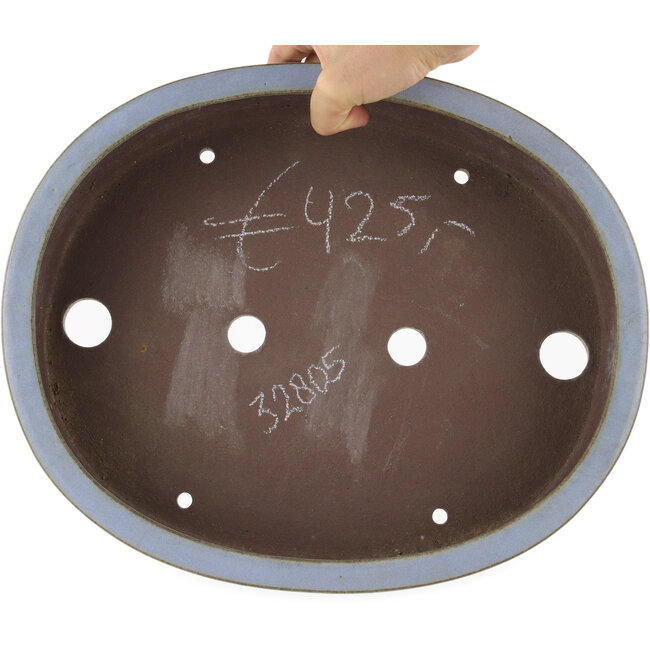 Ovale blauwe bonsaipot van Yamaaki - 341 x 281 x 86 mm