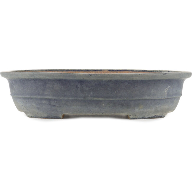 Oval blue bonsai pot - 383 x 295 x 87 mm