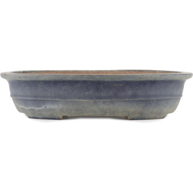 Oval blue bonsai pot - 383 x 295 x 87 mm