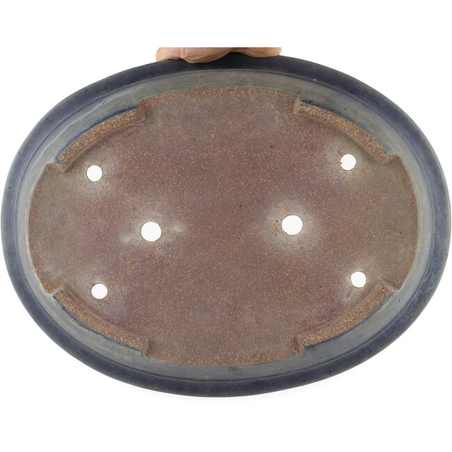 Oval blue bonsai pot - 383 x 295 x 87 mm