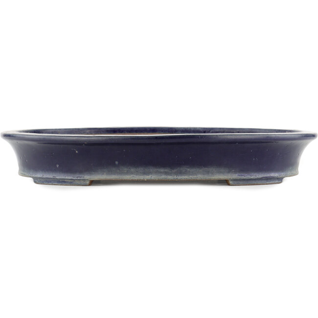 Oval blue bonsai pot by Reiho, first generation - 382 x 288 x 58 mm