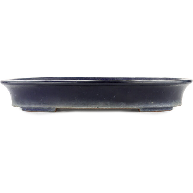 Oval blue bonsai pot by Reiho, first generation - 382 x 288 x 58 mm