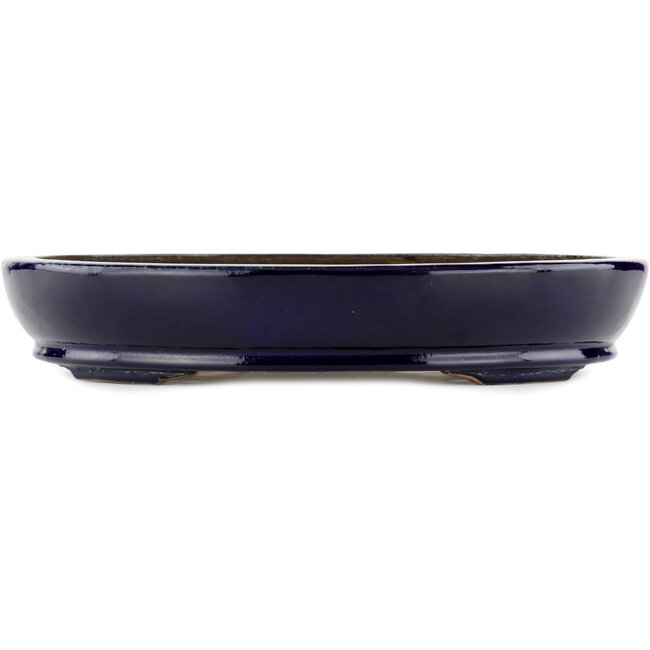 Oval blue bonsai pot by Hattori - 370 x 285 x 66 mm