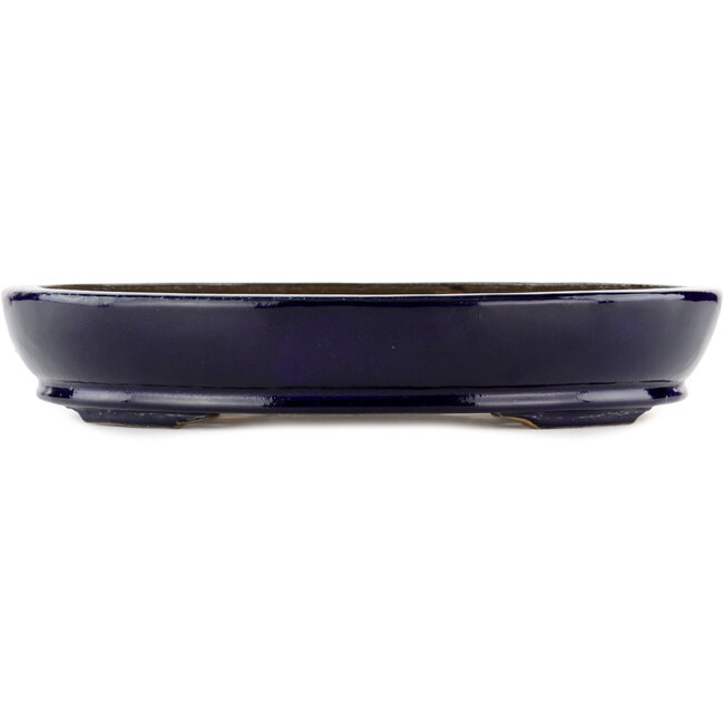 Pot à bonsaï ovale bleu par Hattori - 370 x 285 x 66 mm
