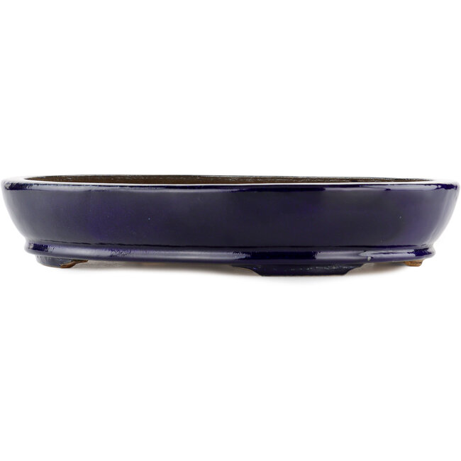 Oval blue bonsai pot by Hattori - 370 x 285 x 66 mm