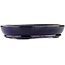 Oval blue bonsai pot by Hattori - 370 x 285 x 66 mm