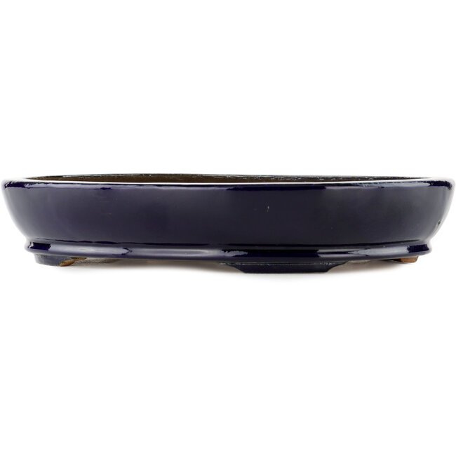 Oval blue bonsai pot by Hattori - 370 x 285 x 66 mm