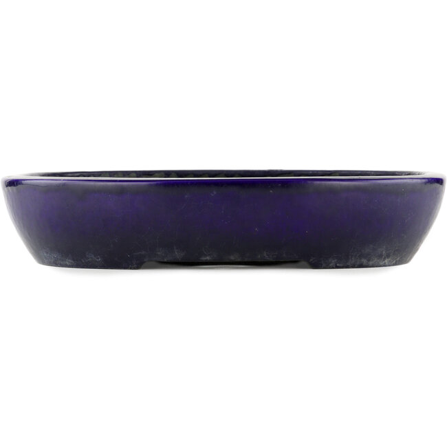 Pot à bonsaï ovale bleu par Koyou - 375 x 320 x 74 mm