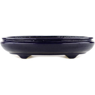 Hattori Tomoyuki 385 mm  blue bonsai pot by Hattori, Tokoname, Japan