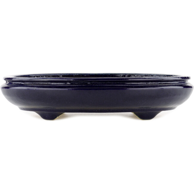 Pot à bonsaï ovale bleu par Hattori - 385 x 295 x 80 mm