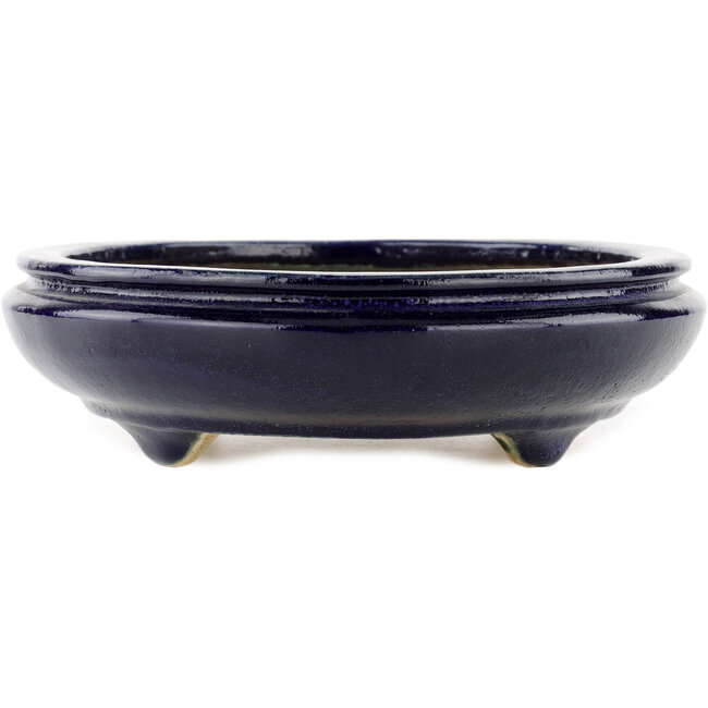 Oval blue bonsai pot by Hattori - 385 x 295 x 80 mm