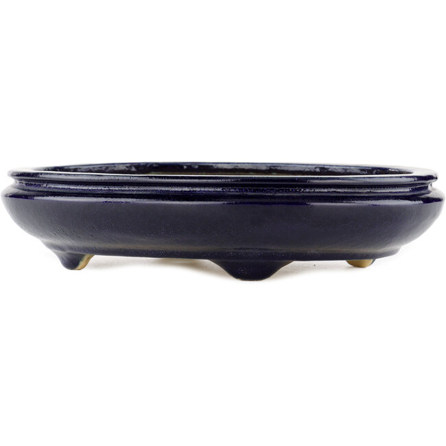 Oval blue bonsai pot by Hattori - 385 x 295 x 80 mm