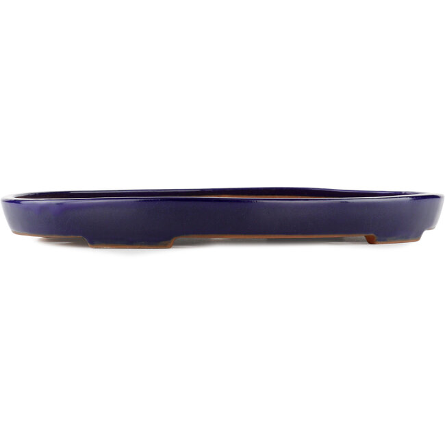 Pot à bonsaï ovale bleu par Yamafusa - 344 x 263 x 35 mm