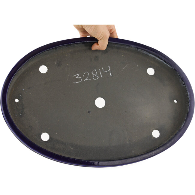 Pot à bonsaï ovale bleu par Koyou - 410 x 275 x 36 mm