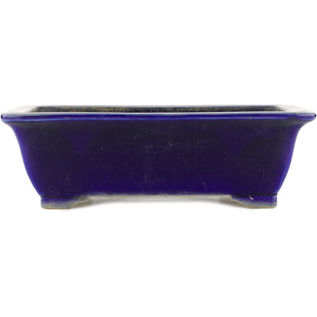 Oval blue bonsai pot by Taizan - 355 x 282 x 109 mm