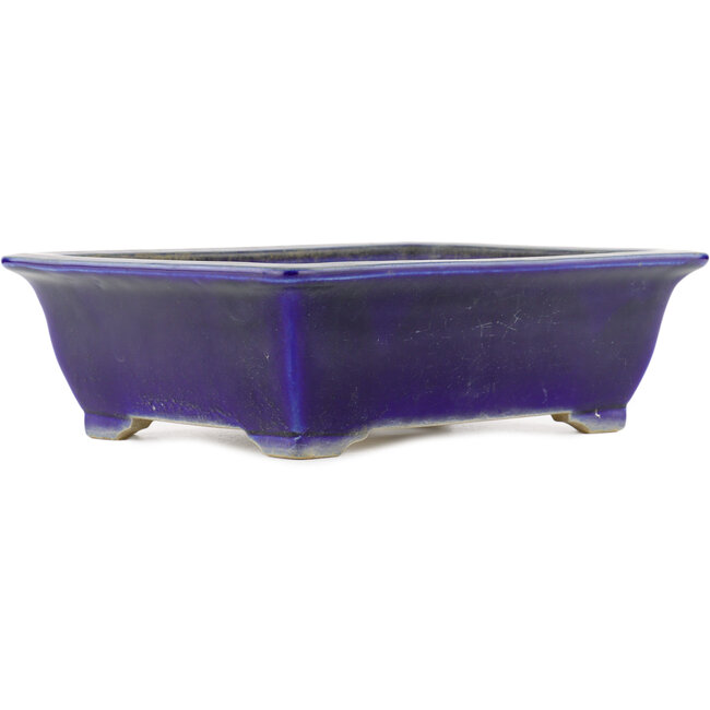 Oval blue bonsai pot by Taizan - 355 x 282 x 109 mm