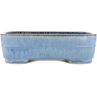 Yamafusa - Takehiko Koie 315 mm  blue bonsai pot by Yamafusa, Tokoname, Japan