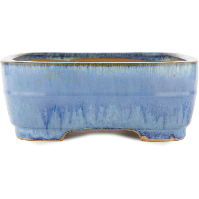 Oval blue bonsai pot by Yamafusa - 315 x 245 x 90 mm