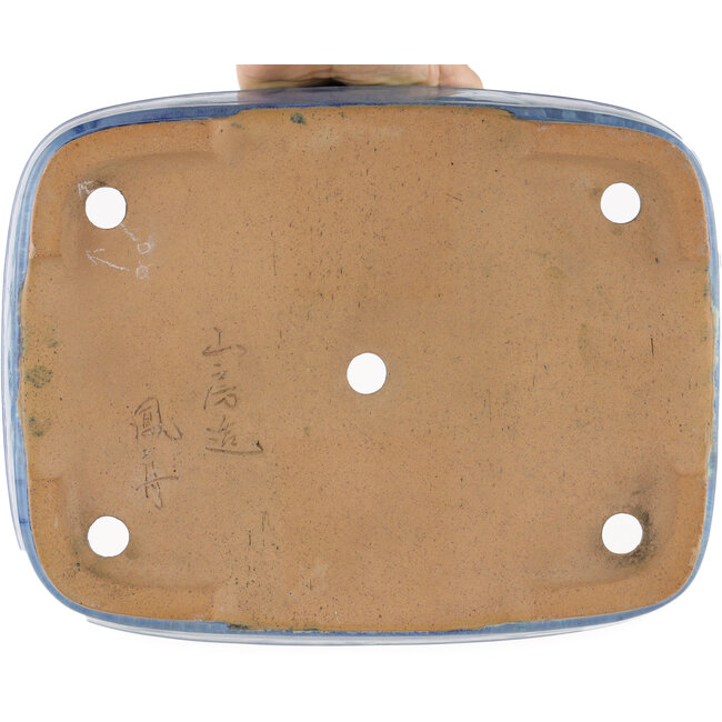 Pot à bonsaï ovale bleu par Yamafusa - 315 x 245 x 90 mm