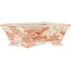 Rectangular white and red bonsai pot by Kutani - 92 x 74 x 33 mm
