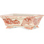 Pot à bonsaï rectangulaire blanc et rouge par Kutani - 92 x 74 x 33 mm