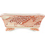 Pot à bonsaï rectangulaire blanc et rouge par Kutani - 92 x 74 x 33 mm