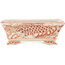 Pot à bonsaï rectangulaire blanc et rouge par Kutani - 92 x 74 x 33 mm