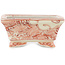 Pot à bonsaï rectangulaire blanc et rouge par Kutani - 92 x 74 x 33 mm