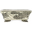 Pot à bonsaï rectangulaire blanc et noir par Kutani - 92 x 74 x 33 mm