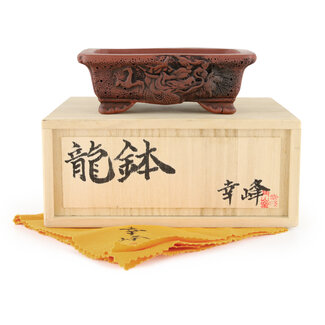  Kakuzan Maceta para bonsái rectangular sin esmaltar de 125 mm de Kakuzan, Tokoname, Japón